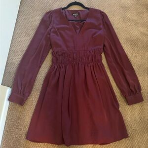 Long Sleeved Silky Red Dress